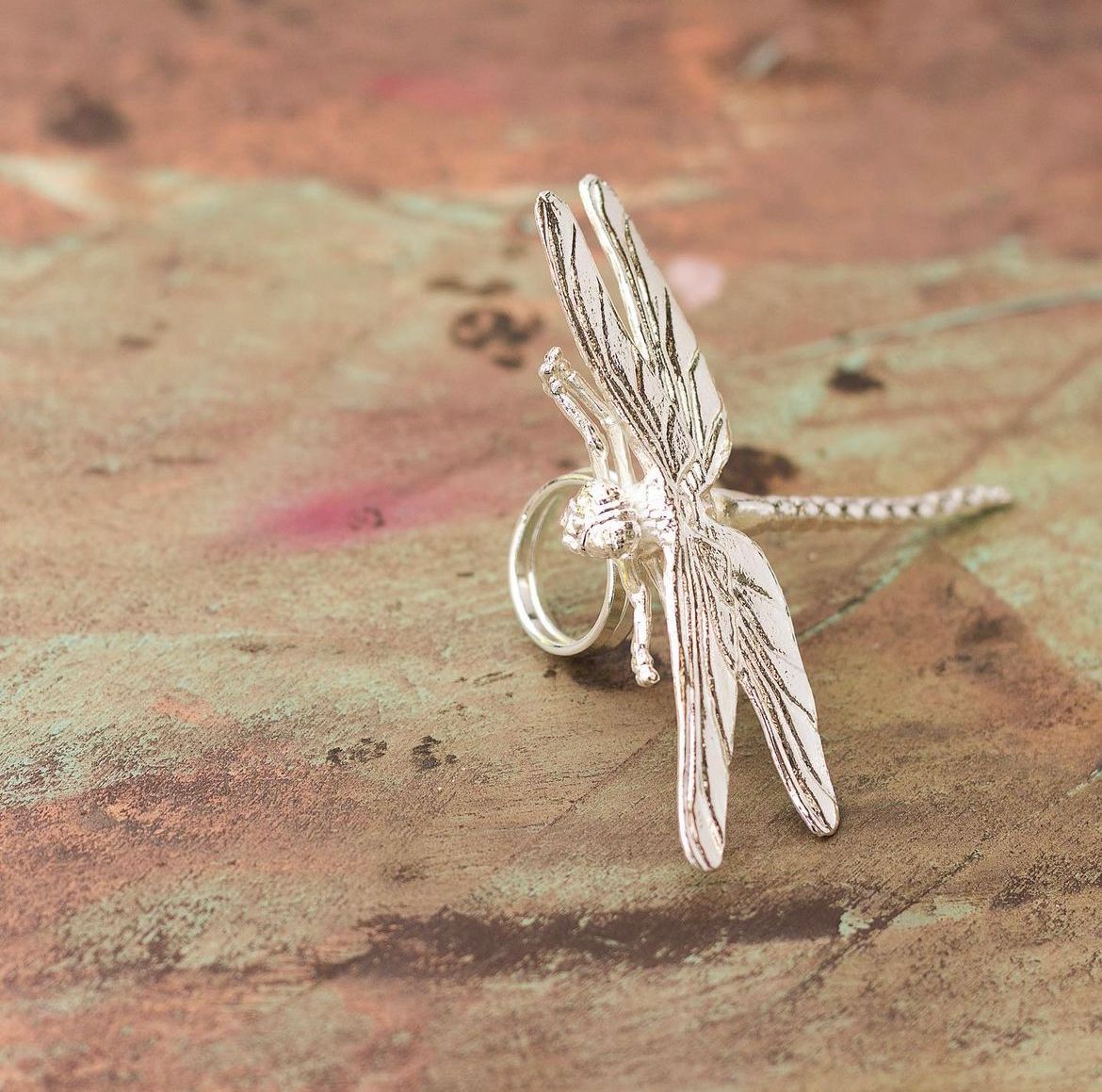 Dragonfly ring silver