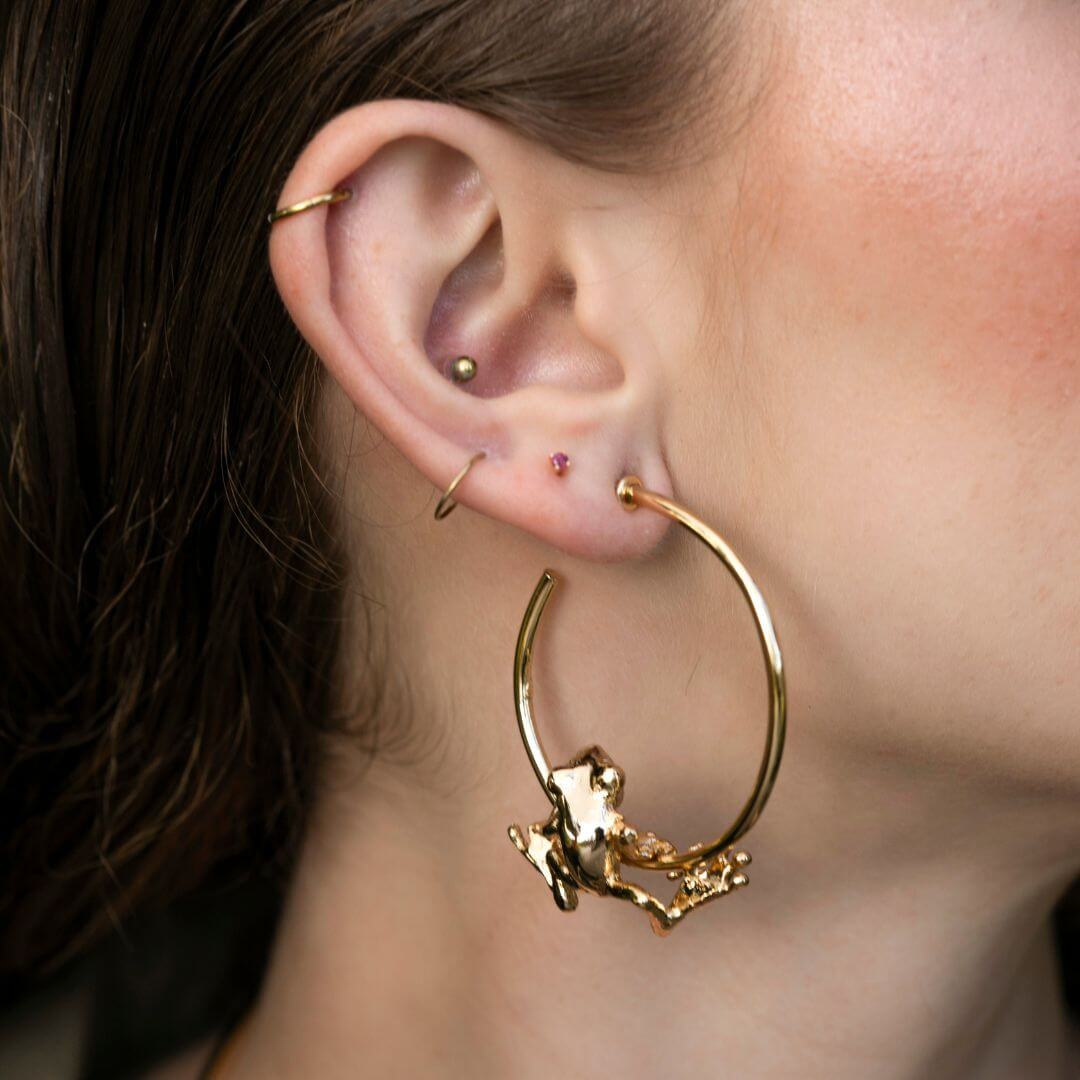 Frog Earrings Gold Savage Jewels - Main Image